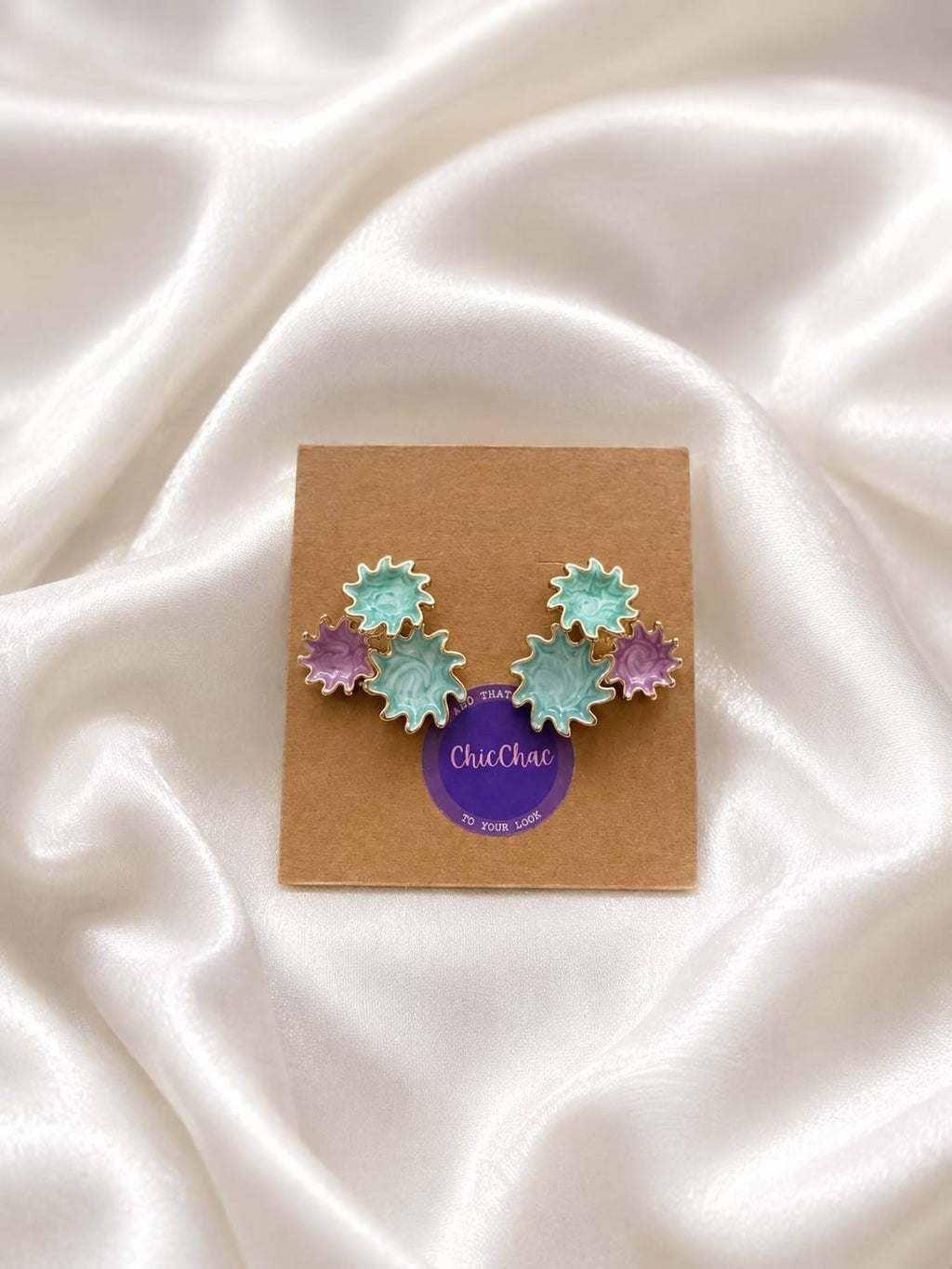 Aqua Bloom Trio Studs