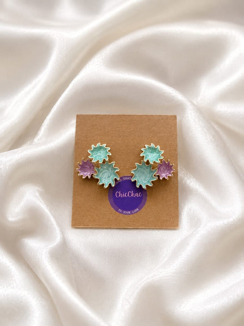 Aqua Bloom Trio Studs