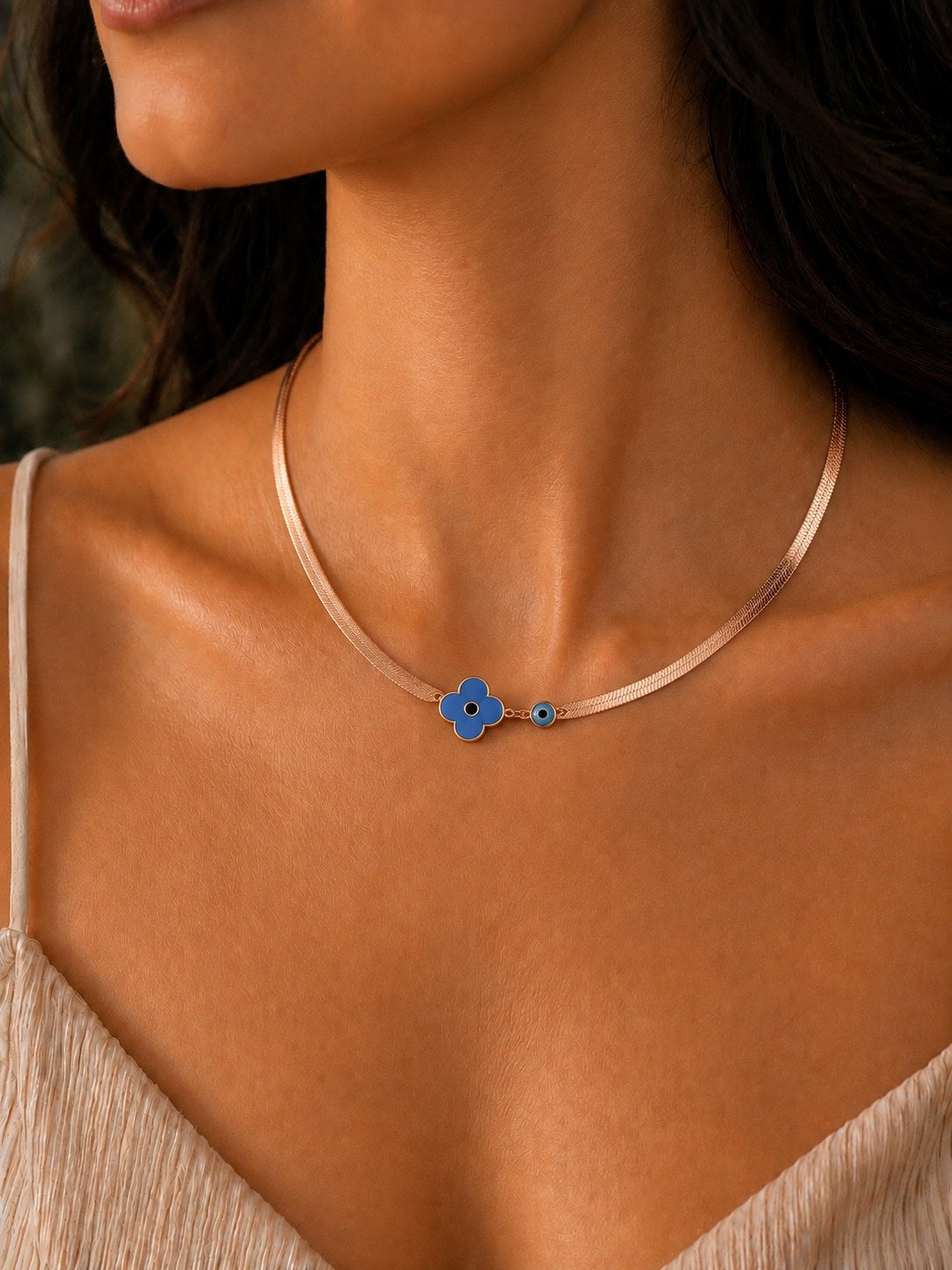 Azure Amulet Rose Gold Necklace