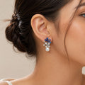 Blue Flora Pearl Earrings