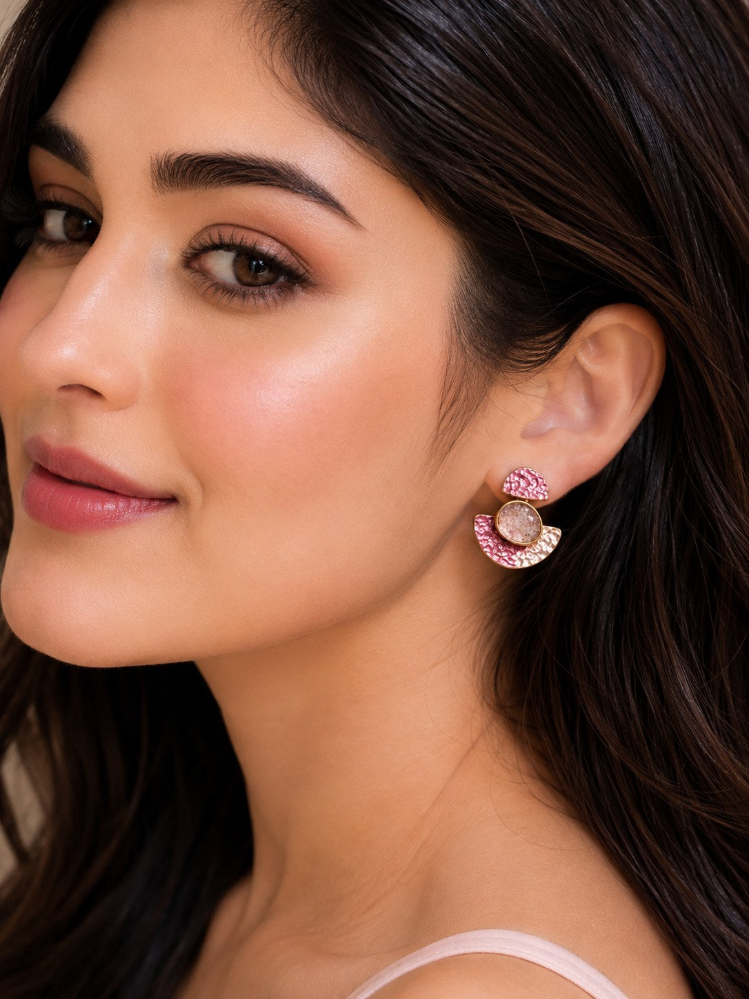 Blush Stone Statement Earrings