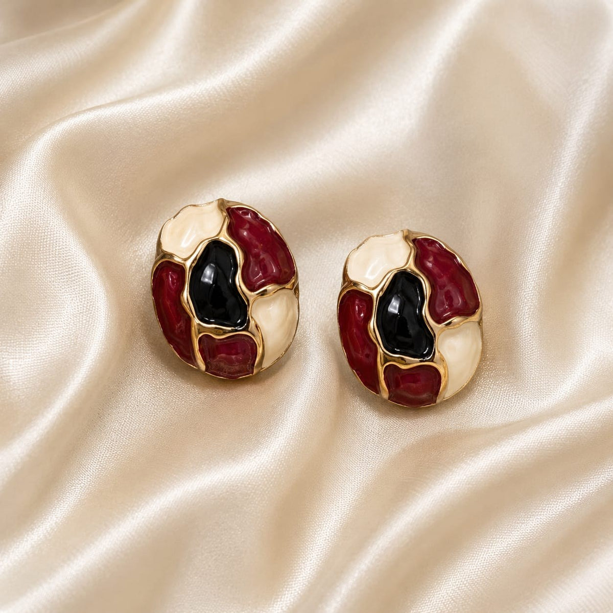 Burgundy Noir Mosaic Studs