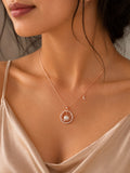 Celestial Pearl Orbit Rose Gold Necklace