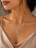Celestial Pearl Orbit Silver Necklace
