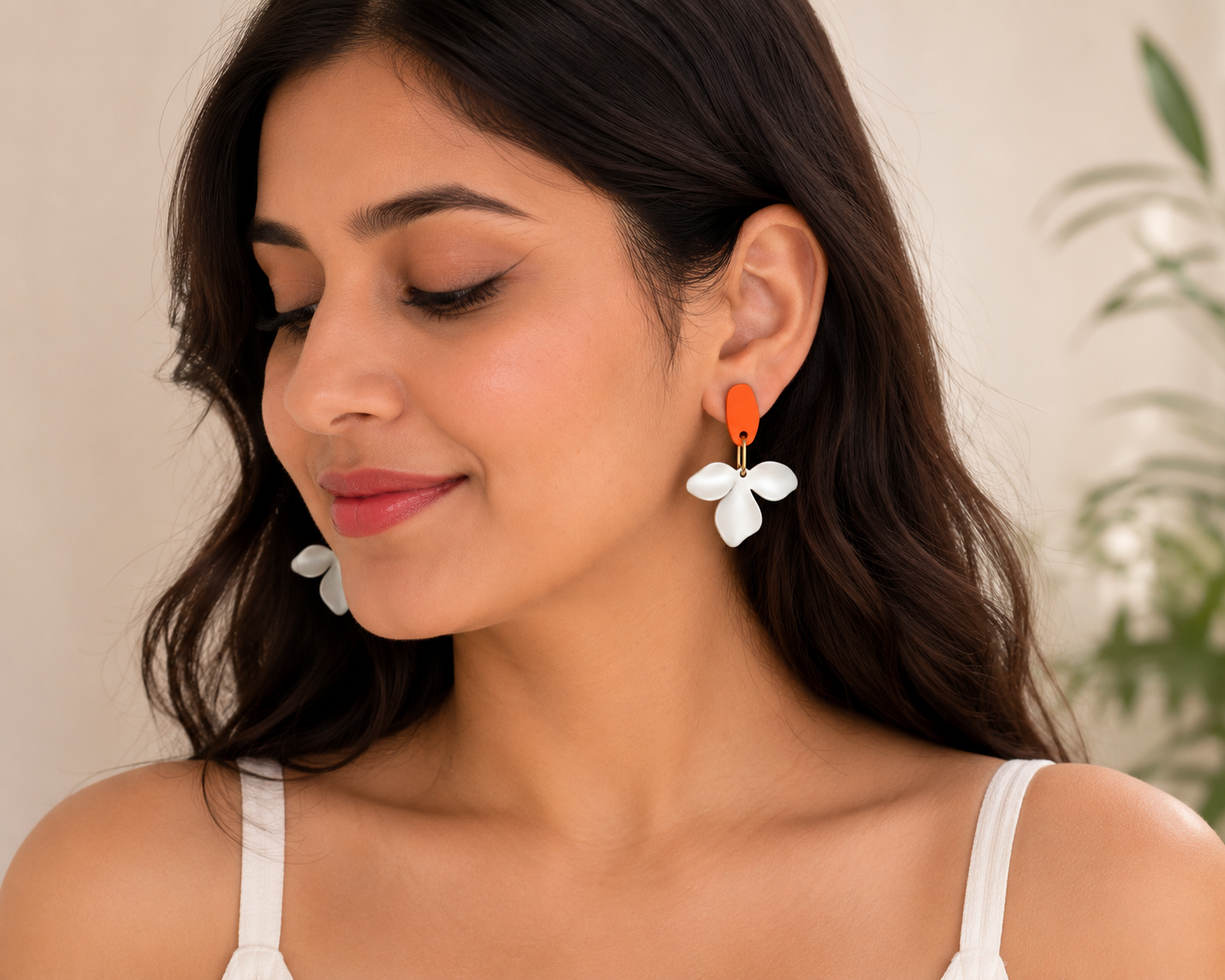 Coral Bloom Drop Earrings