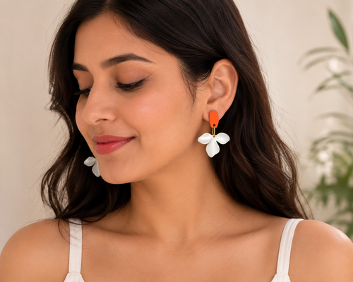 Coral Bloom Drop Earrings