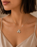 Crystal Clover Bloom Silver Necklace