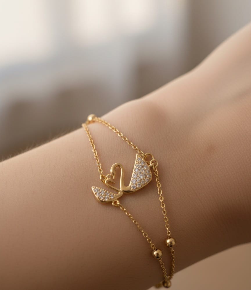 Crystal Swan Grace Chain Bracelet