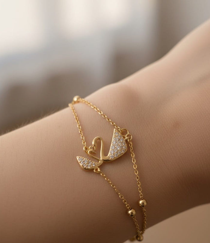 Crystal Swan Grace Chain Bracelet