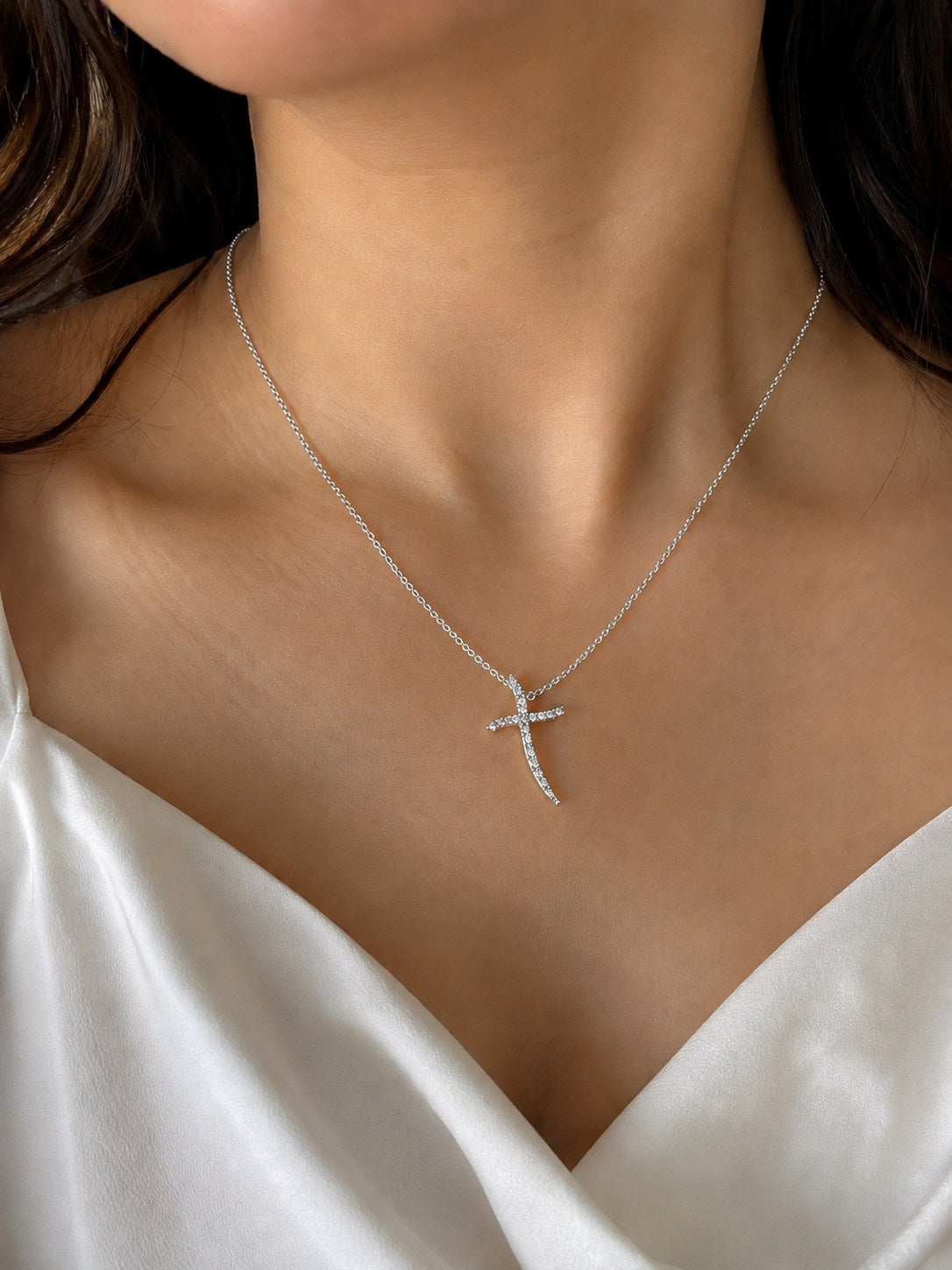 Dainty Cross Silver Necklace