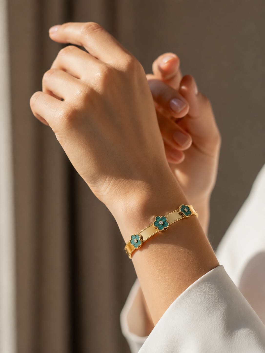 Emerald Bloom Gold Bangle