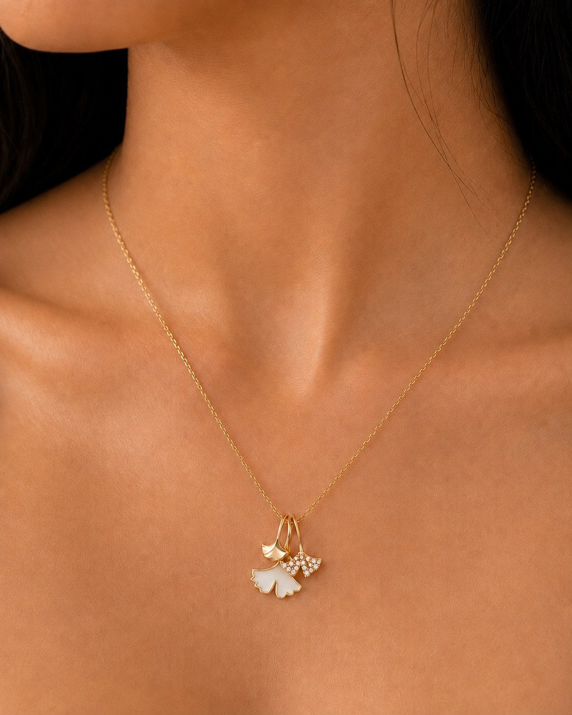 Ginkgo Bloom Charm Gold Necklace