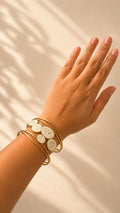 Gold and White Bloom Adjustable Cuff