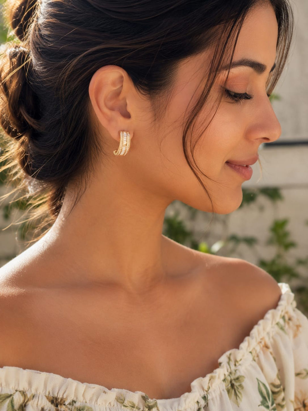 Golden Crystal Cuff Hoops