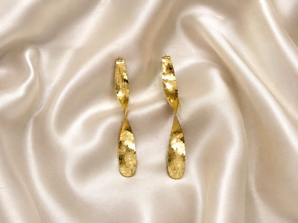 Golden Hammered Twist Earrings