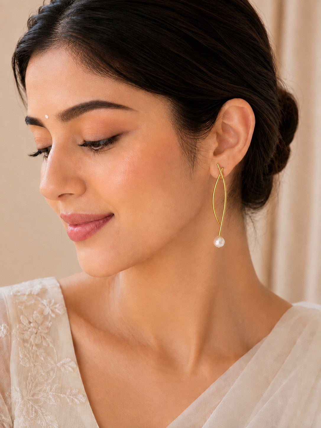 Golden Pear Twist Drop Earrings