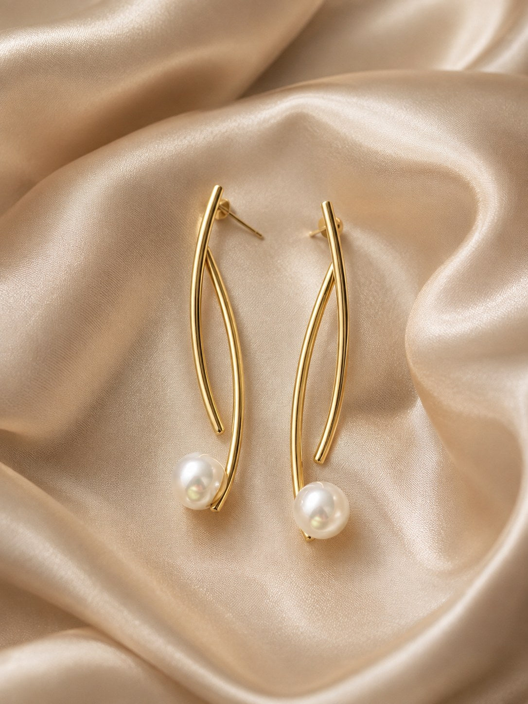Golden Pear Twist Drop Earrings