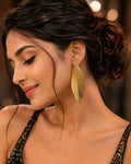 Golden Radiance Leaf Earrings