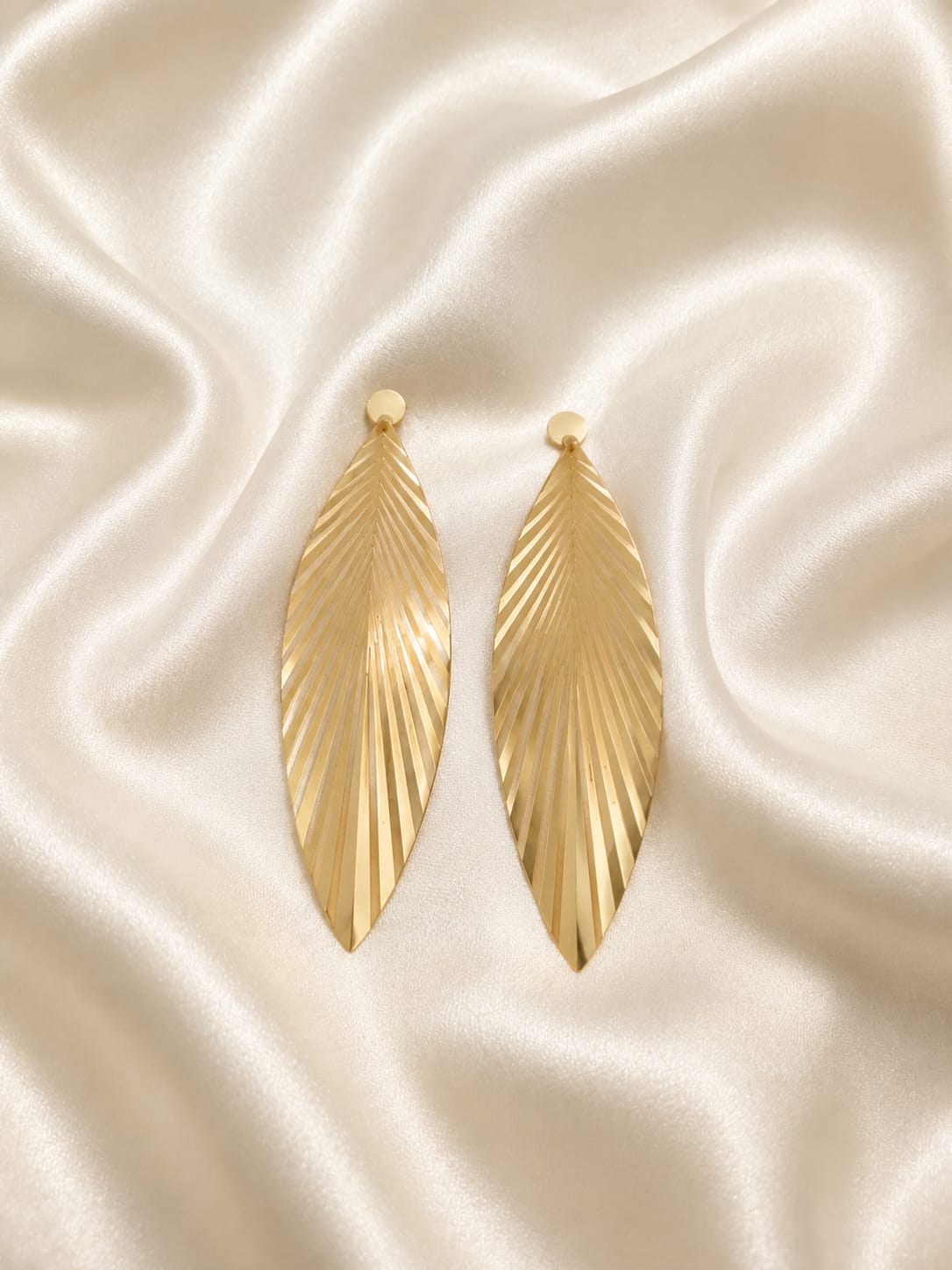 Golden Radiance Leaf Earrings
