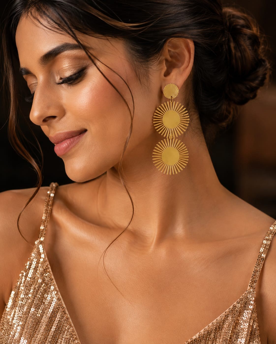 Golden Sunburst Trio Earrings