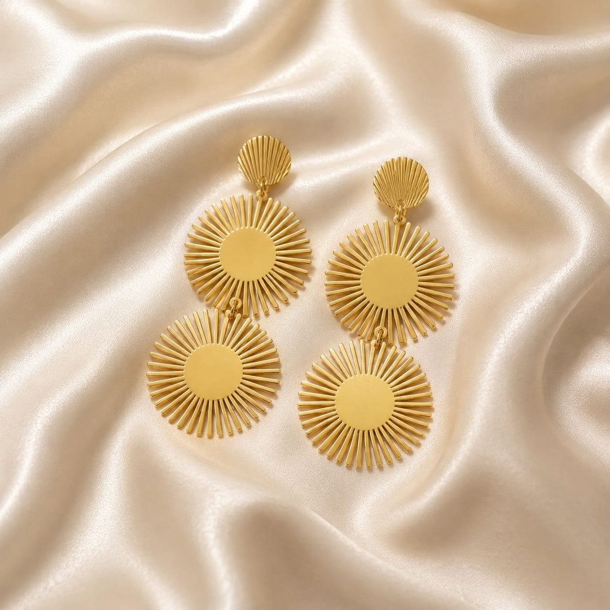 Golden Sunburst Trio Earrings