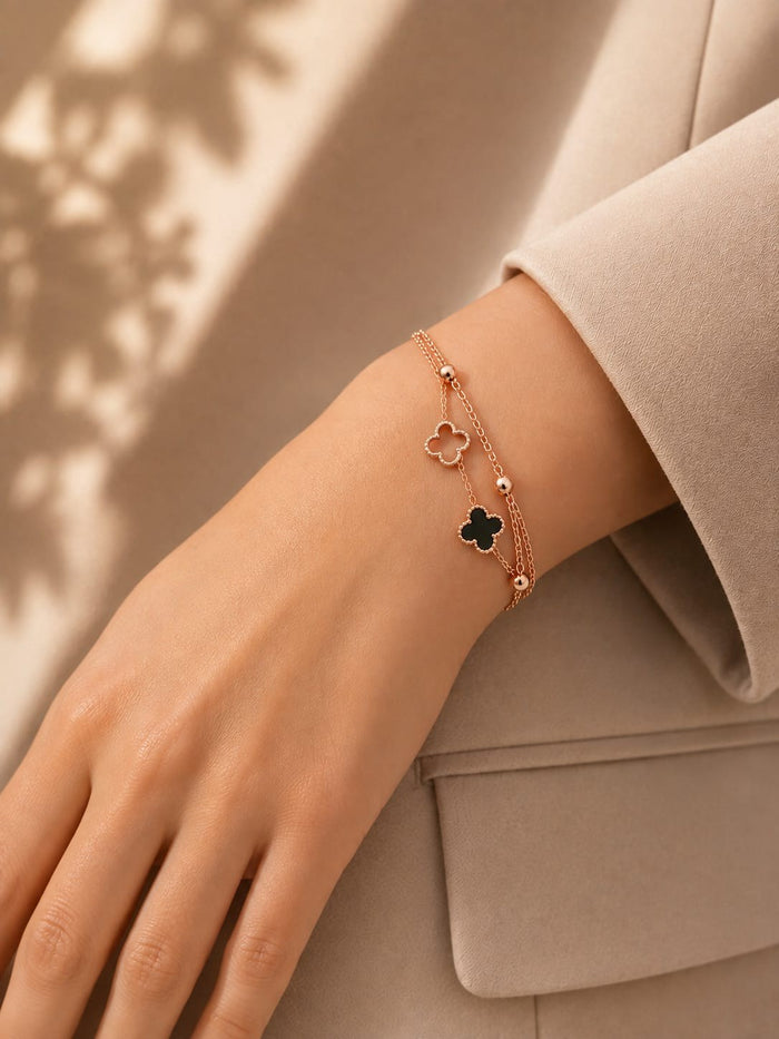 Noir Clover Gold Chain Bracelet