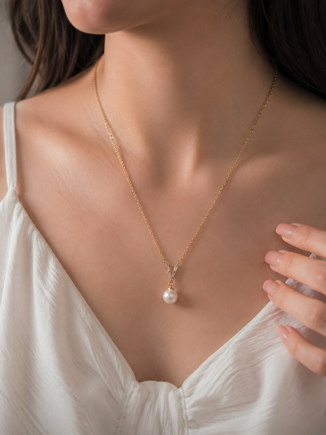 Pearl Drop Rose Gold Necklace