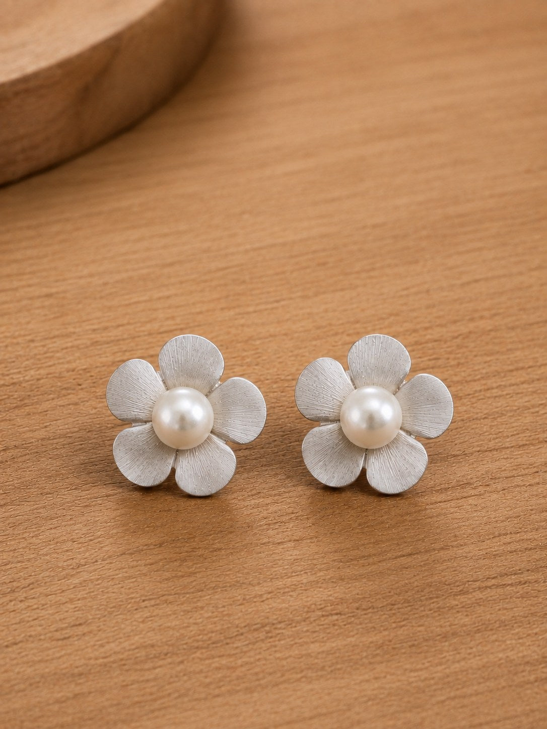 Pearl Petal Silver Studs