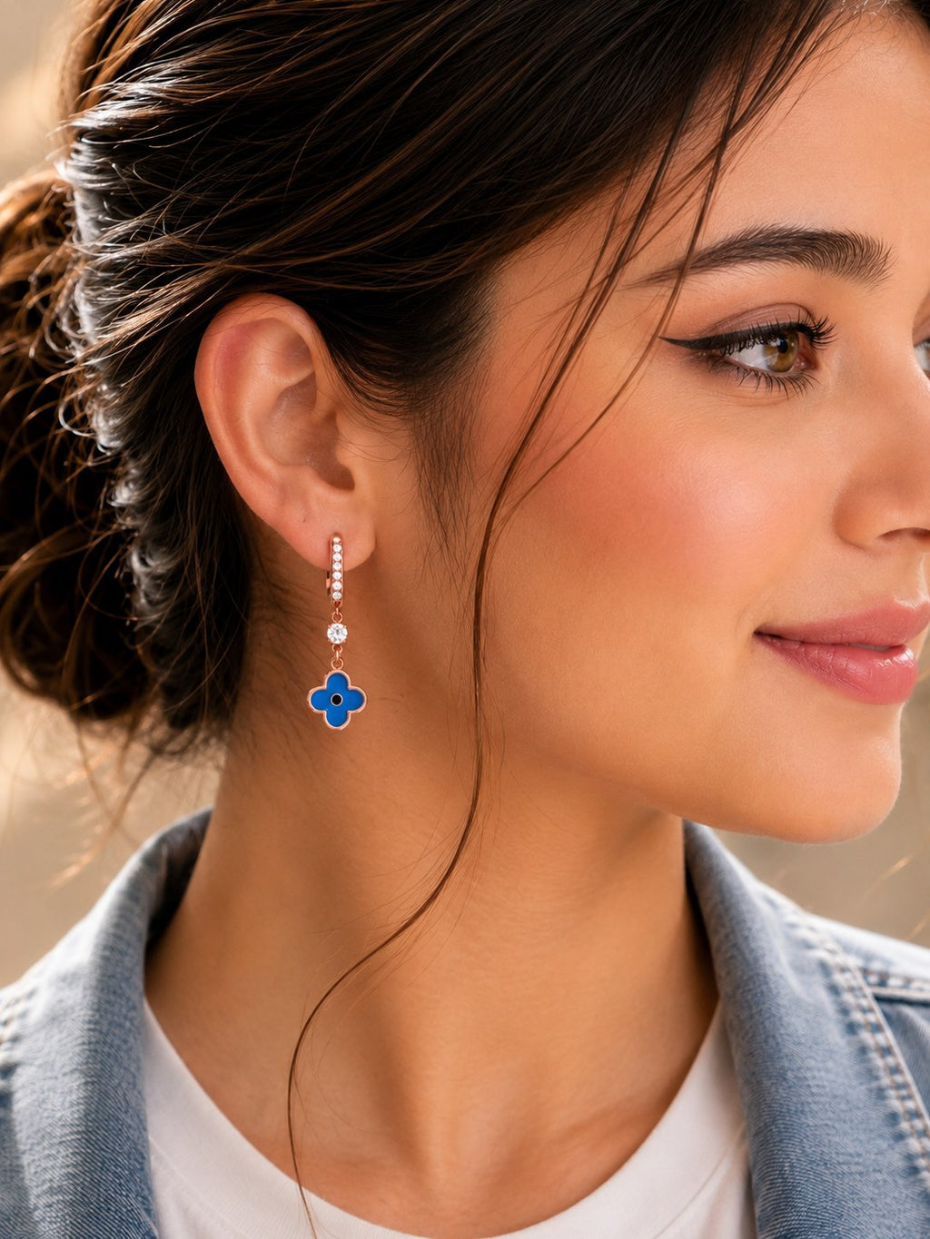 Rose Gold Azure Bloom Crystal Drops