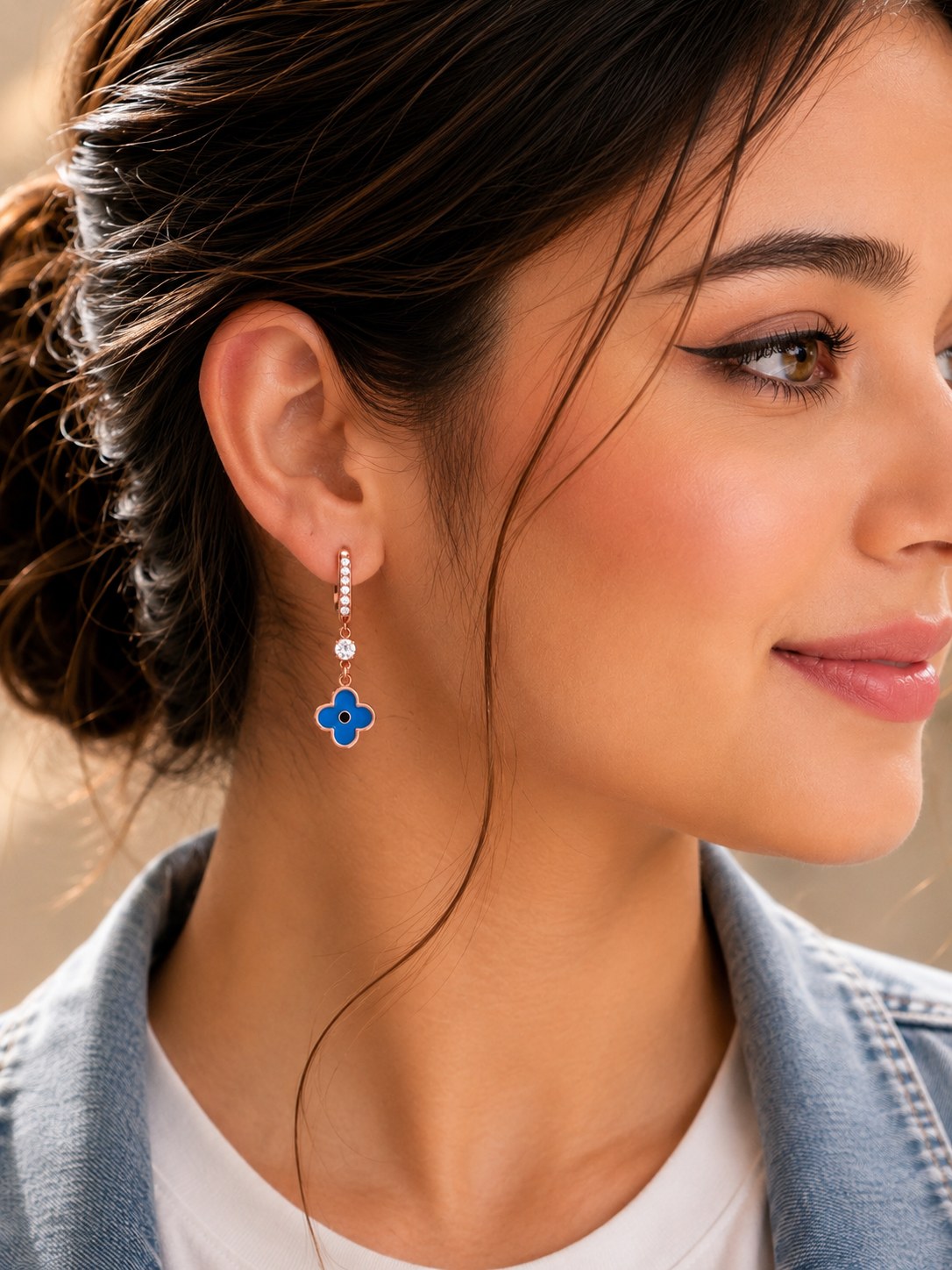 Rose Gold Azure Bloom Crystal Drops