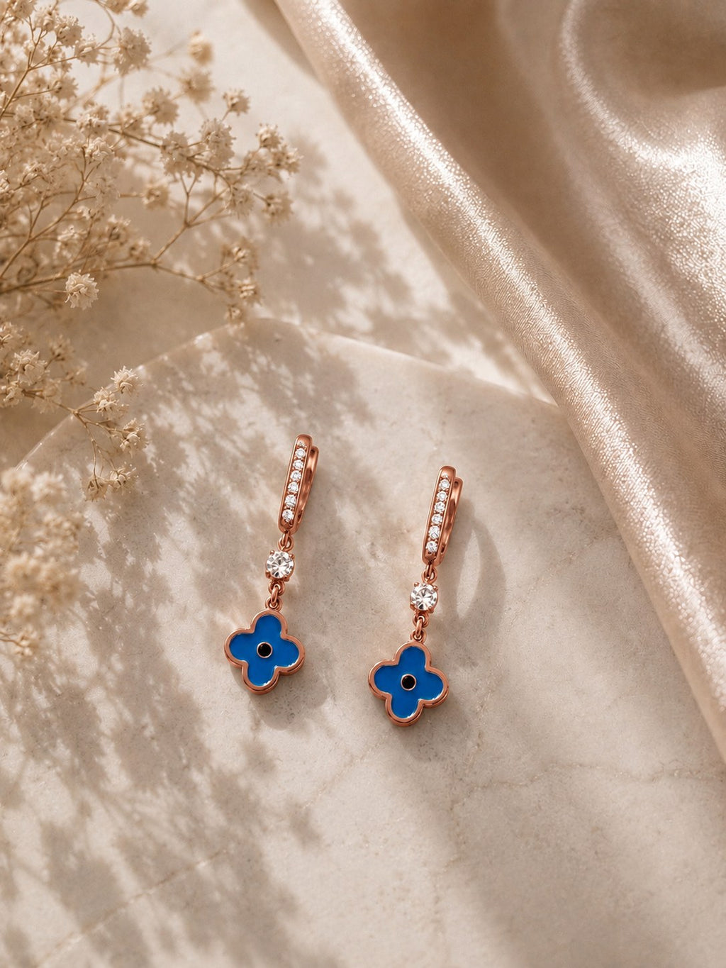 Rose Gold Azure Bloom Crystal Drops