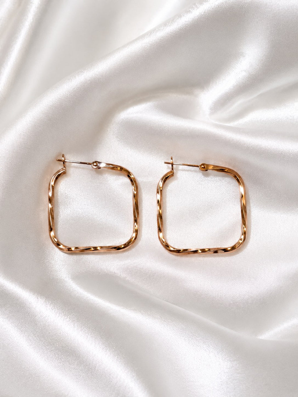 Rose Twist Square Hoops