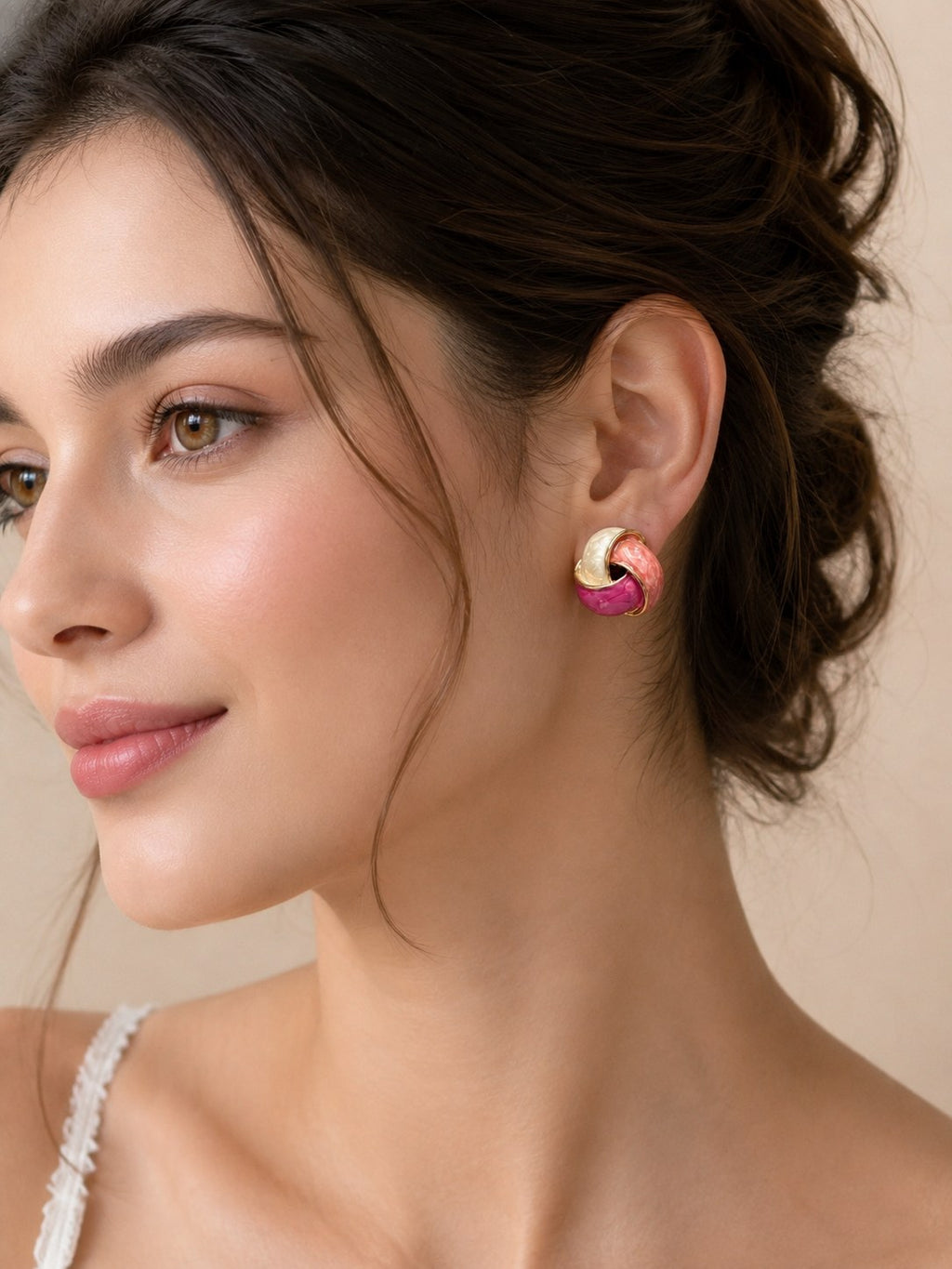 Rosy Twist Enamel Studs