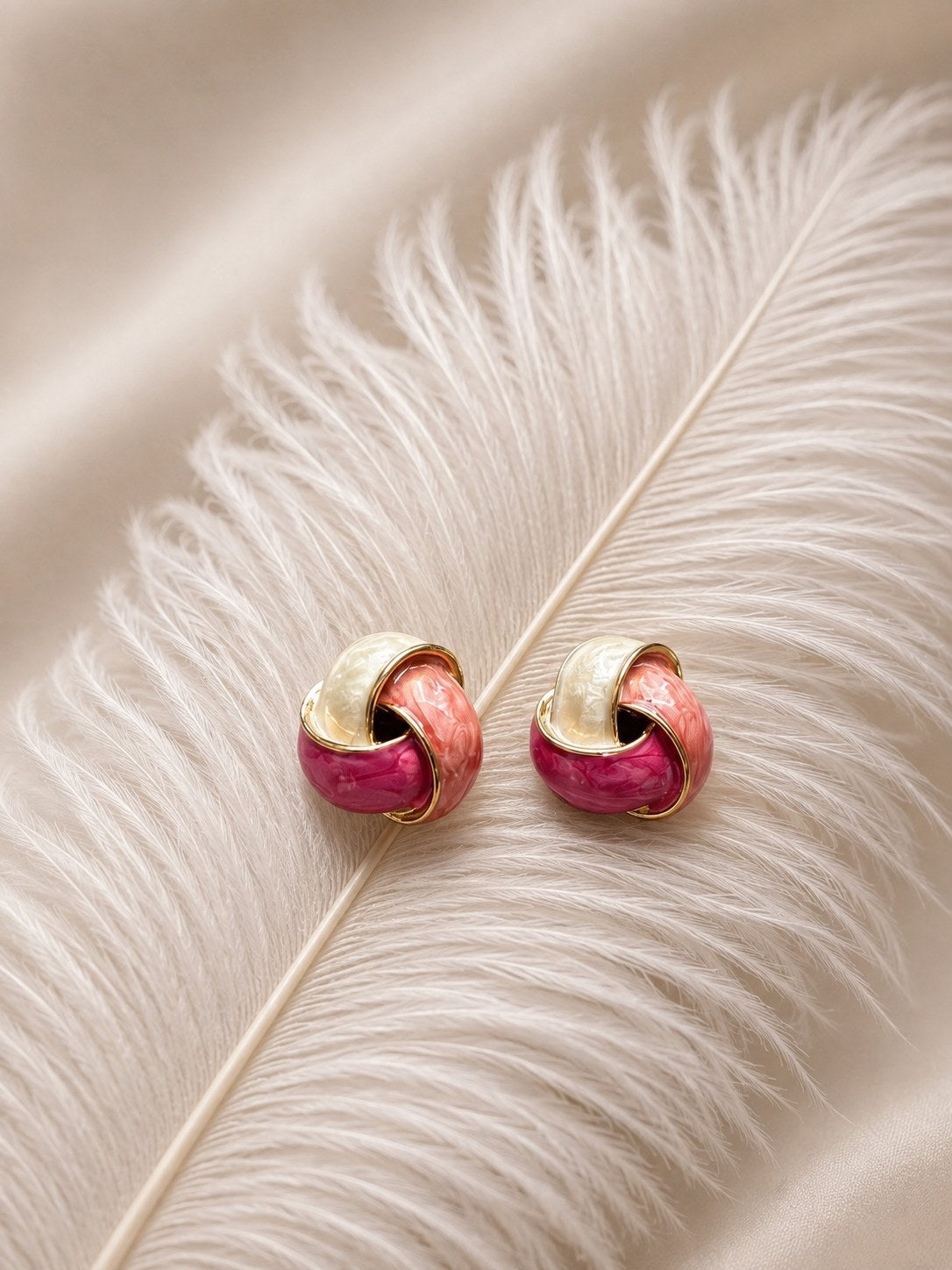 Rosy Twist Enamel Studs