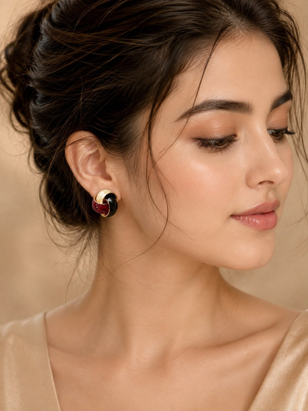Ruby Noir Twist Enamel Studs