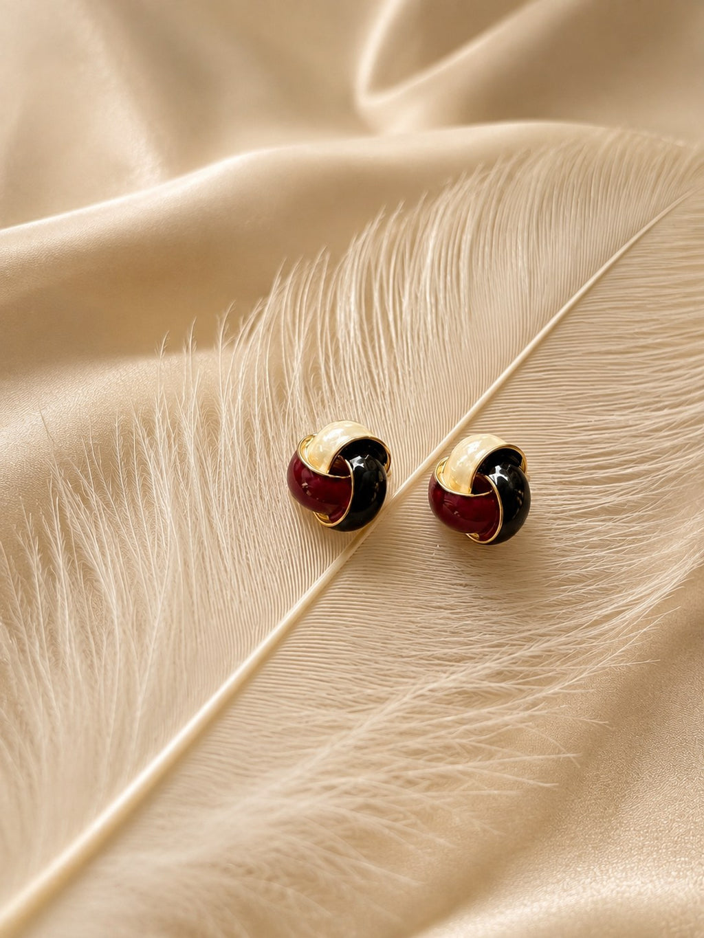 Ruby Noir Twist Enamel Studs