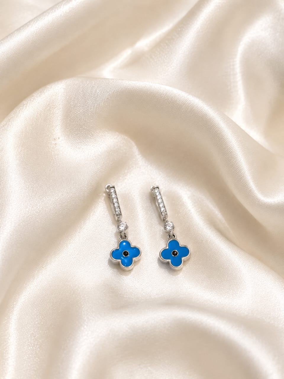 Silver Azure Bloom Crystal Drops