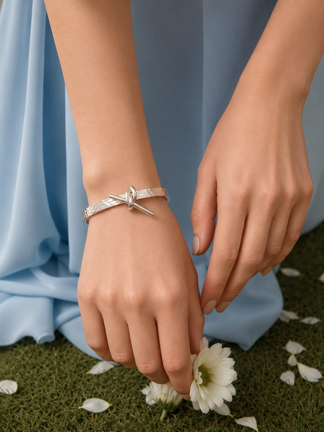 Silver Knot Harmony Cuff