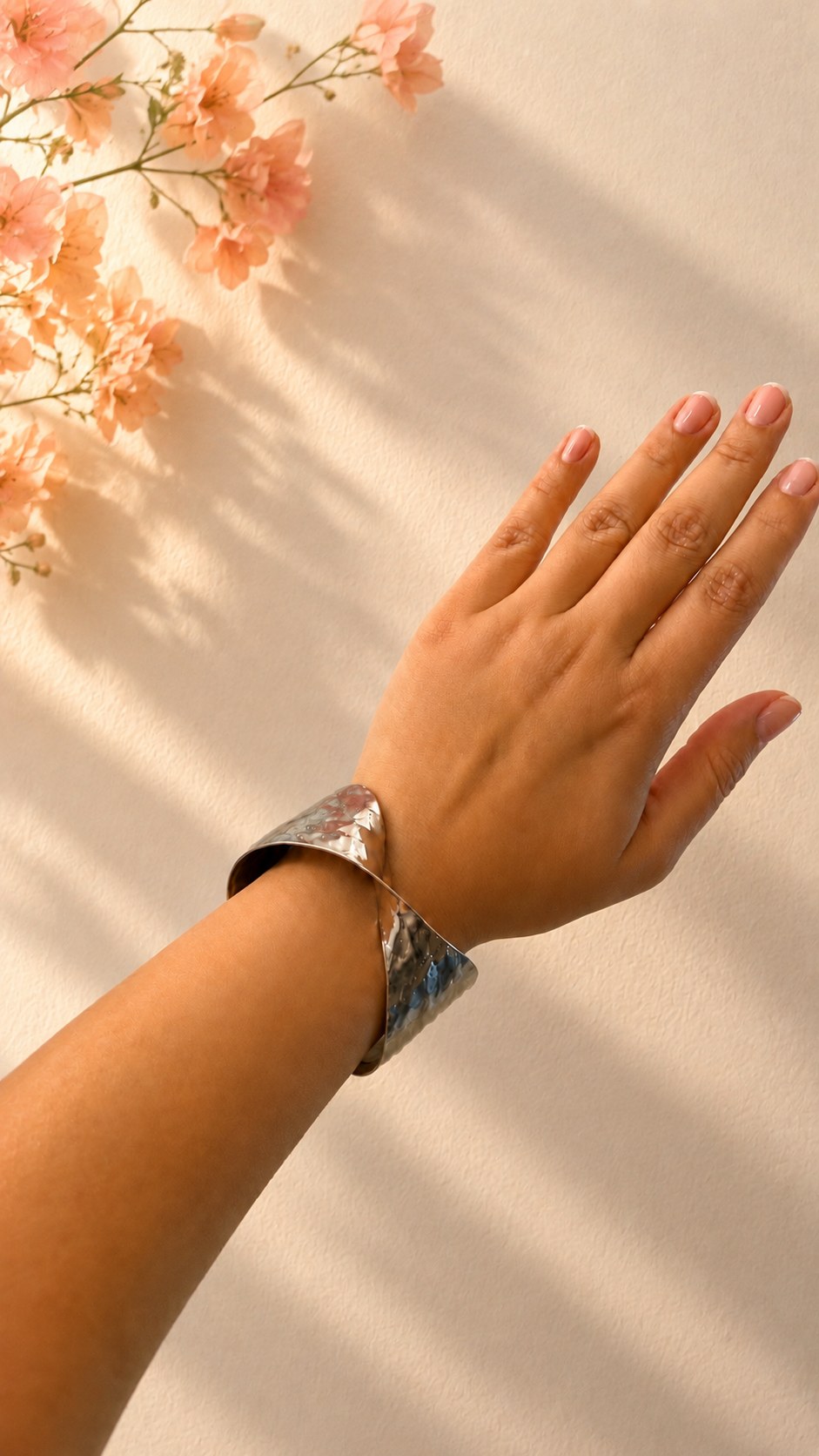 Silver Sculpted Adjustable Cuff