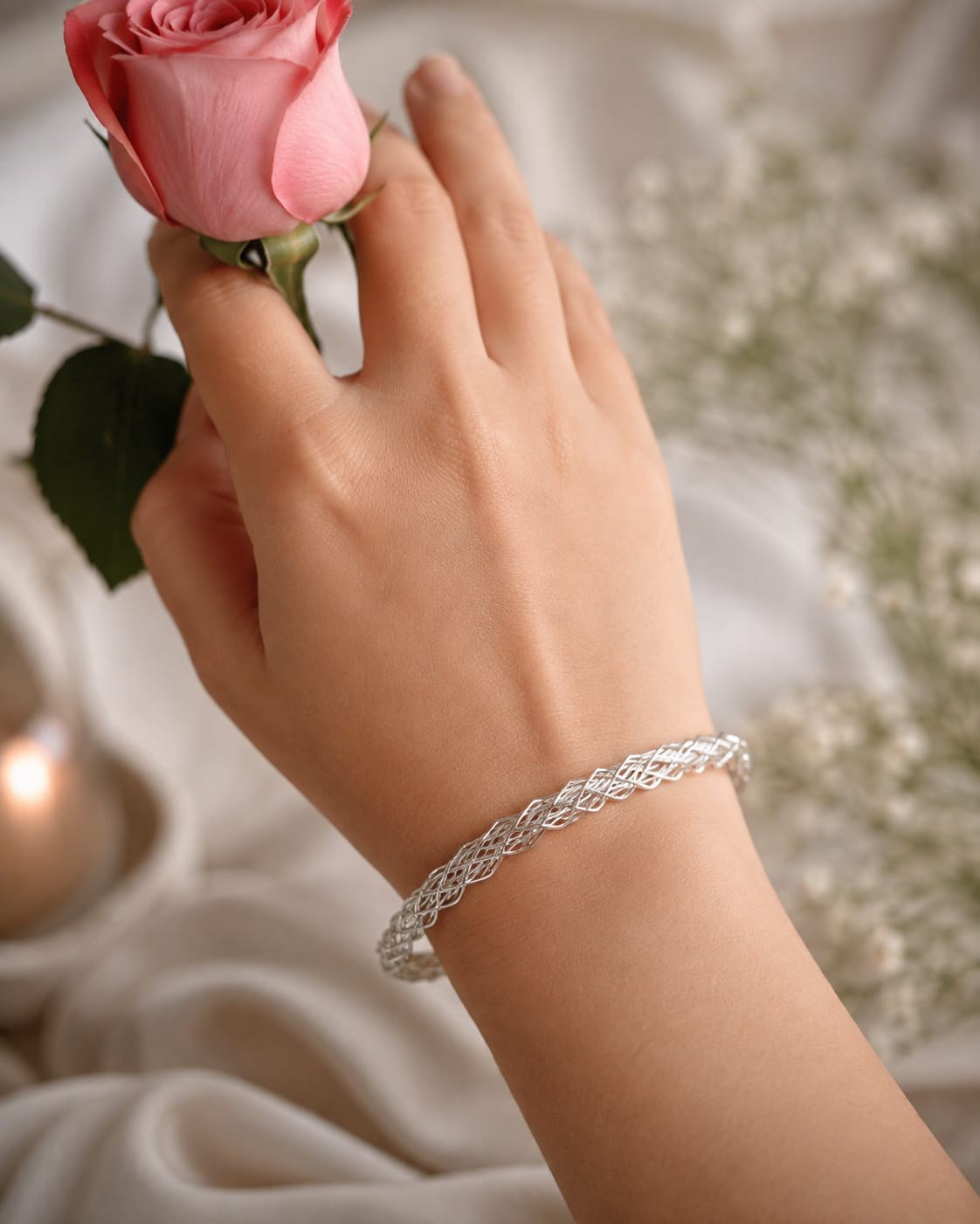 Silver Weave Adjustable Bracelet