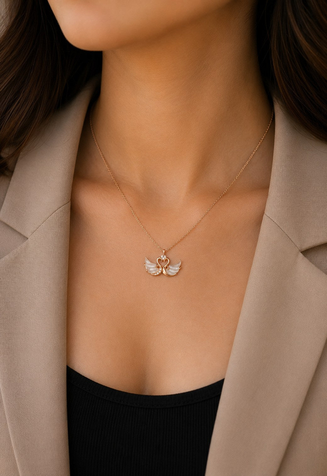Swanlight Pendant Rose Gold Necklace