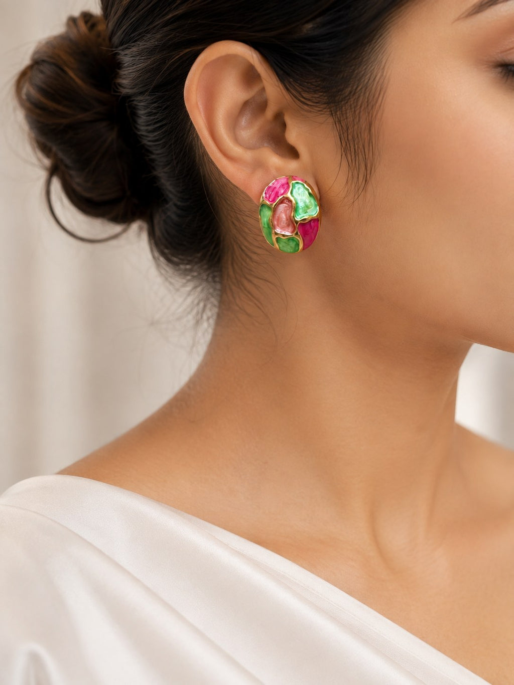 Tropical Bloom Mosaic Studs