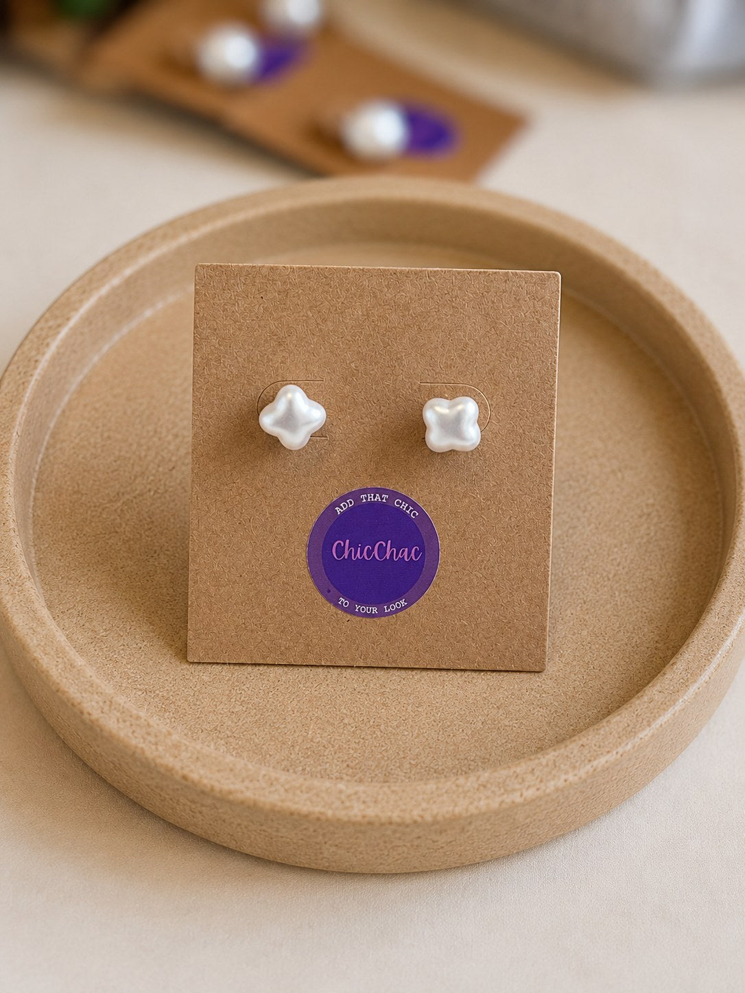 White Bloom Pearl Studs